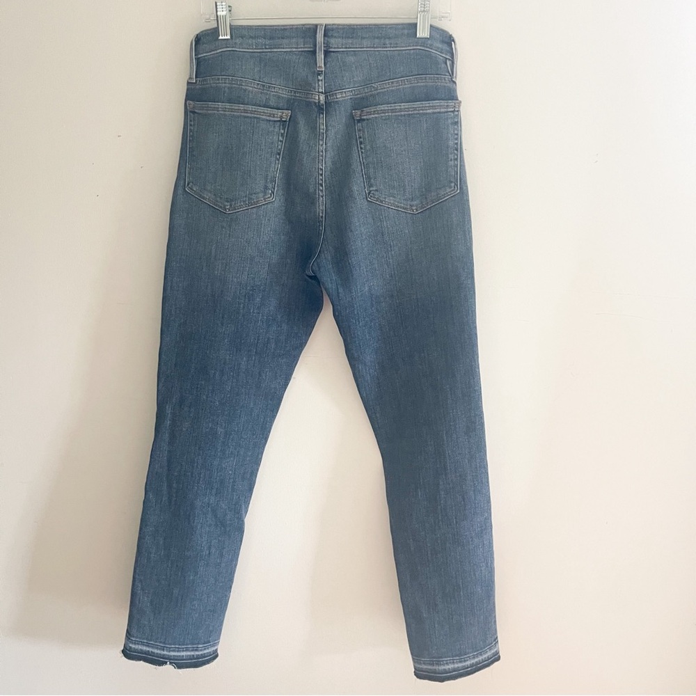 Frame Denim Blue Le Nouveau Straight Cropped Ankle Jeans with Split Hem - Picture 9 of 13